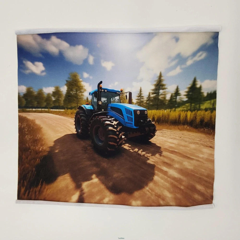 Teplákovina panel Modrý traktor