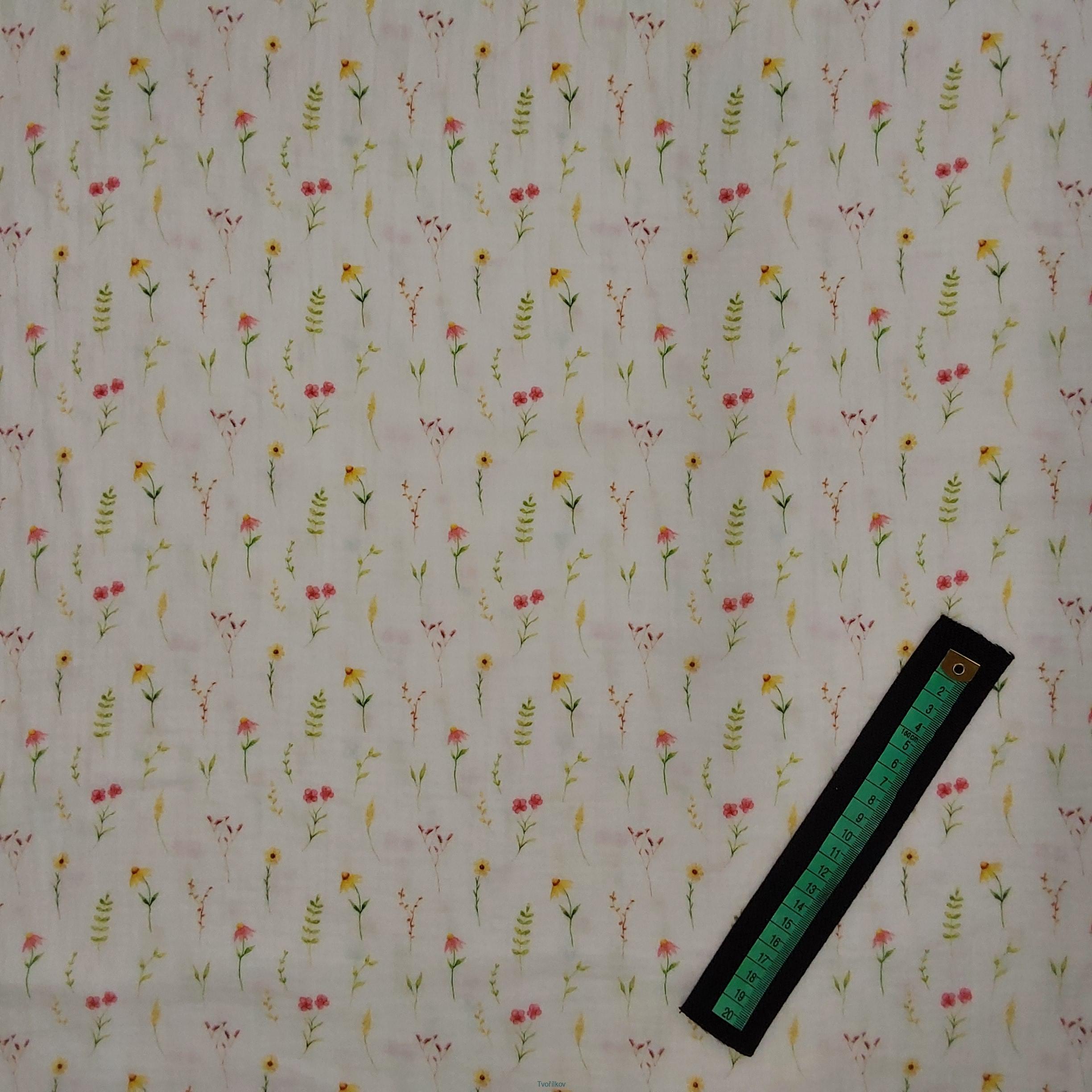 Mušelín/dvojitá gázovina Luční kvítí
