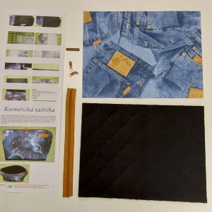 Balíček taštička Jeans s hnědým zipem